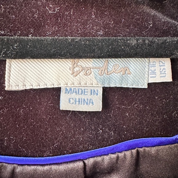 #10 BODEN BLACK VELVET V CUT BLAZER WORM PETITE SIZE 12 - Picture 8 of 8